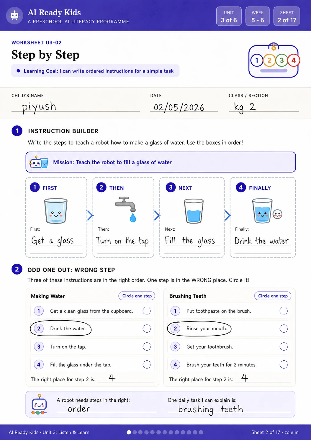 AI Ready Kids worksheet sample